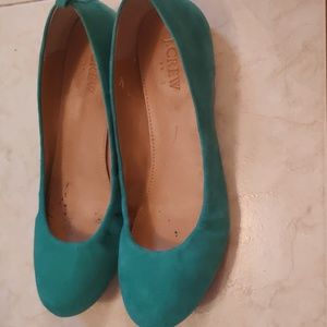 J.Crew turquoise suede ballet flats size 7